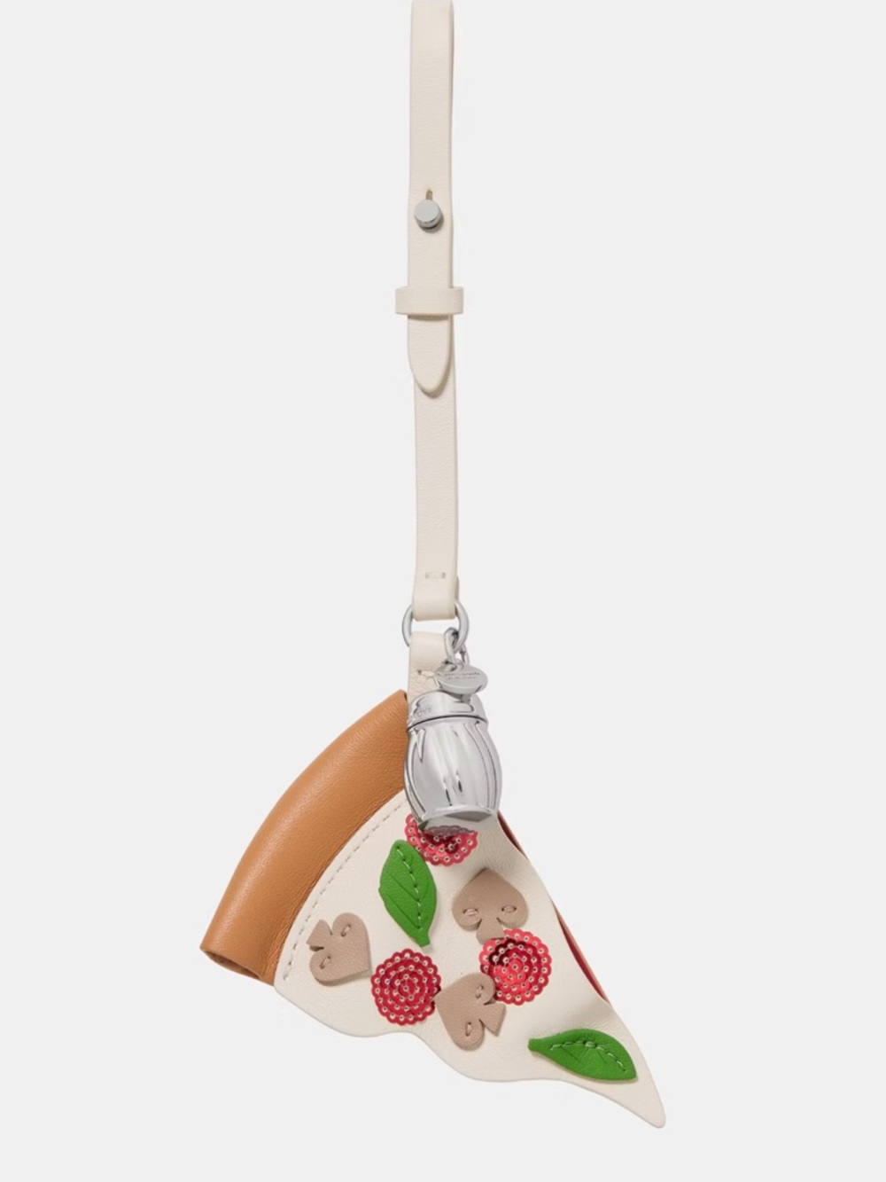 kate spade cream and tan leather cherry slice keychain card holder